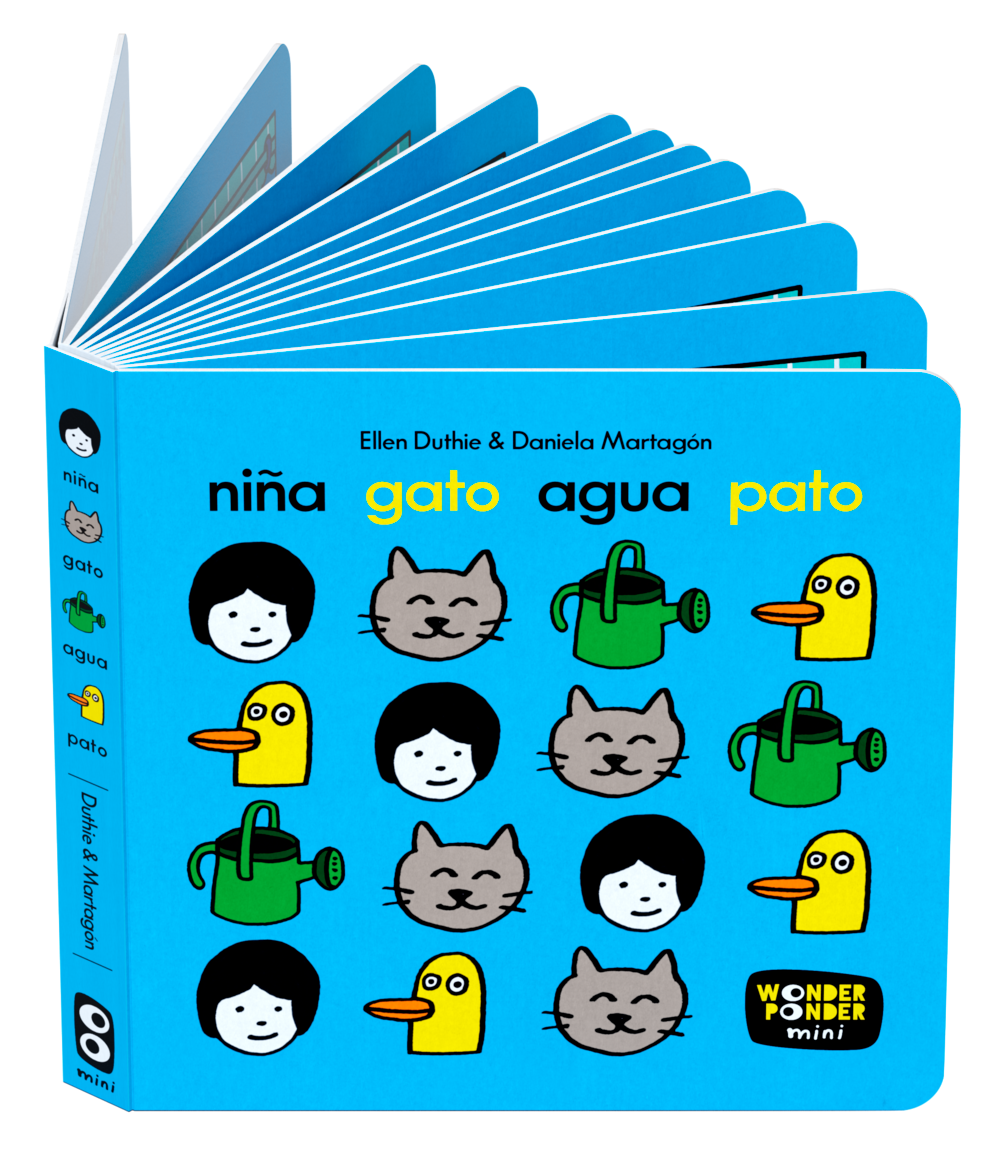 Niña, gato, agua, pato